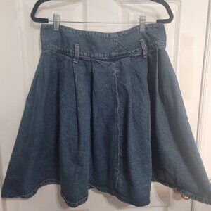 Zara Long Denim Pleated Maxi Skirt